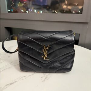 Yves Saint Laurent Black Chevron Crossbody Bag